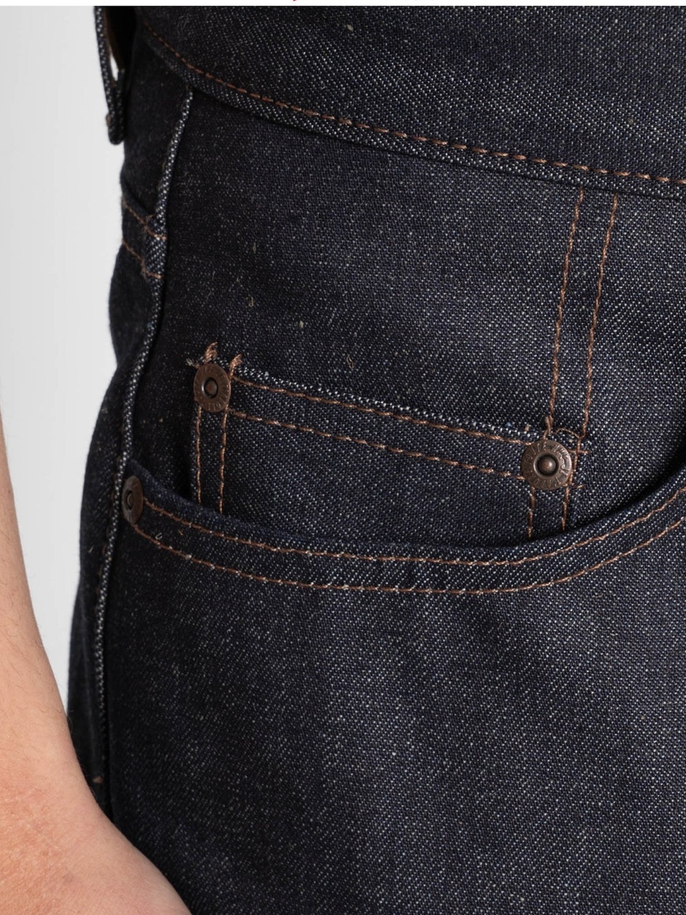 Naked & Famous Denim Red, Blue & Cream Classic Slub Tag Tee - Picture 4 of 9